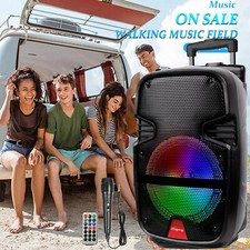 8'' 4400W Portable FM Bluetooth Speaker Subwoofer Heavy Bass Sound System Party