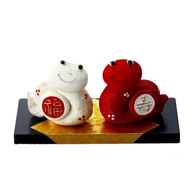 Ornament Japanese Pottery of Seto Snake w/ stand 5.5x7cm/2.16x2.75'' set of 2