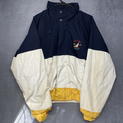 Vintage Steeple Chase Bomber Jacket Maritime Classic Mens XL Blue White