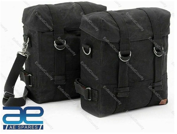 MilitäR GepäCkträGertaschen Schwarz Canvas FüR Royal Enfield New Classic Rebo...-image