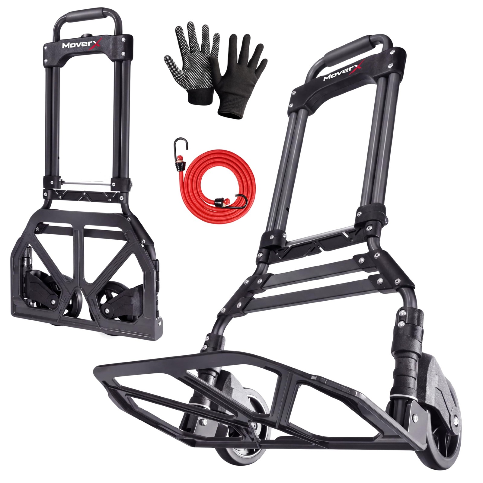 MoverX Folding Hand Truck Aluminium, Heavy Duty Max Capacity 85kg, Black - Image 5