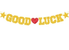 Good Luck Banner Gold Glitter Paper Graduation 2025 Party Decor Classroom Event