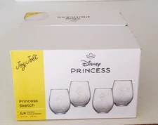 NEW Joy Jolt Disney Princess Sketched Stemless Drinking Glasses - Open Box