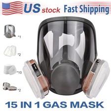 15 in 1 Full Face Gas Mask Painting Spraying Respirator Filters Facepiece US