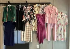 Vintage Clothing Lot Women’s 1970s 80s Boho Pantsuit Dress Resale Antique Blouse