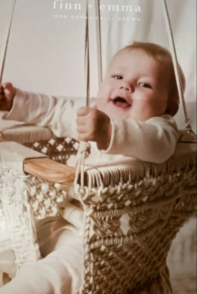 NWT Finn & Emma Macrame Baby Swing Handmade 100% Organic Cotton Natural BOHO