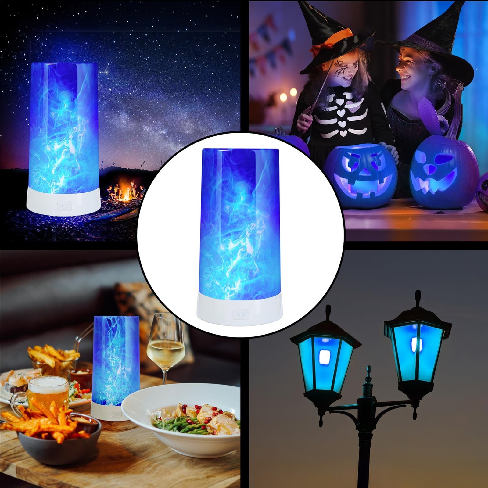 4X LED Flame Effect Light , USB Rechargeable 4 Modes Flickering Flame Candle ...