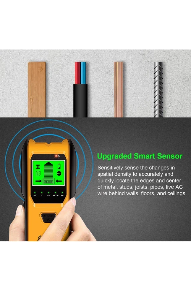 5 in 1 Digital Stud Finder Wood Metal Pipe Wire Wall Scanner Sensor LCD Detector - Image 2 of 4