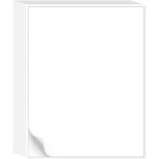White Sticker Paper Full Sheet Labels, 8.5 x 11 Matte Printable Sheets for Laser