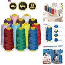Serger Thread Cones 12 Pack   1800 Yards Each, 40S/2 Polyester Overlock Threa...