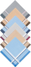 6 Pack Men's Cotton Handkerchiefs 16x16 Soft Assorted Pocket Squares Hankies