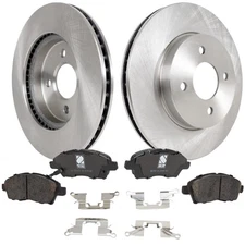Front Brake Disc and Pad Kit For 2012-2019 Nissan Versa Ceramic Plain Surface
