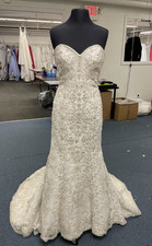 Allure Bridals C267 Wedding Dress 10 Ivory All Over Beading Fitted Lace