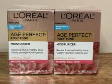Lot of 2 L’Oreal Age Perfect Rosy Tone Fragrance Free Moisturizer 2.55oz