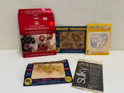 Vintage Fabric Craft Lot 5 Christmas Stencils, Vogart Transfers, Aunt Martha s