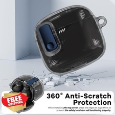 Polislime Case for JBL Tune Flex Earbuds, Clear Black w/ Keychain