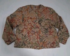 Vtg 90s Women's Floral Print Handmade Blazer Jacket Medium Colorful Button Down
