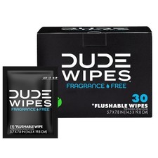 DUDE Wipes   On-The-Go Flushable Wipes, 30 Wipes, Unscented, Extra-Large