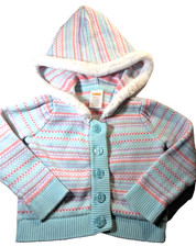 Gymboree Girls Hooded Sweater Green Pink Pastel Princess 18-24 M Toddler
