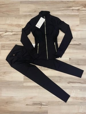 Lululemon Women s 2pc Sweatsuit Set Gray Zip Hoodie & Pants Size 4