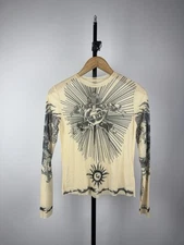 Save The Queen Jean Paul Gaultier Style  Mesh Top Blouses Womens M Size Y2K