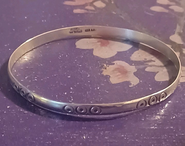 Taxco Sterling Solid Silver Bangle Bracelet Mexic… - image 6