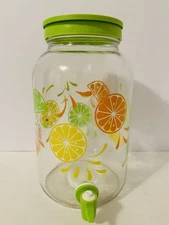 Vintage Anchor Hocking Citrus Sun Tea Pitcher 1 Gallon Glass Orange Lemon Lime