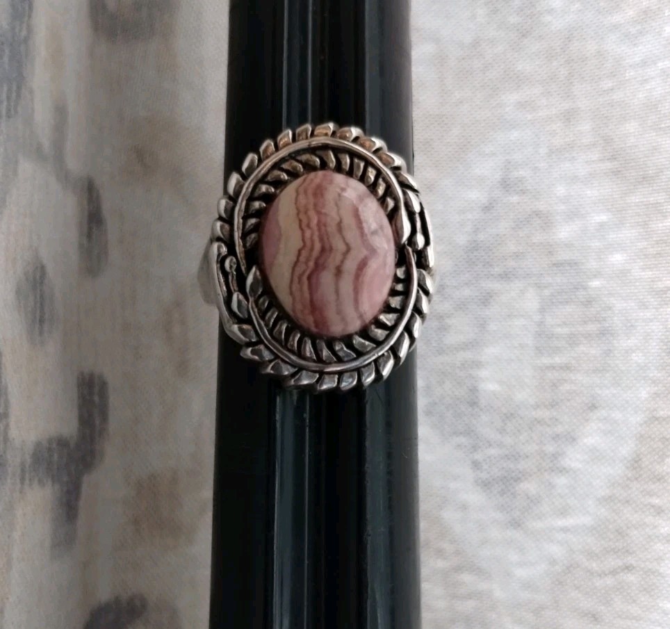 Sterling Silver Ring 925 Signed BBJ Rhodochrosite… - image 6