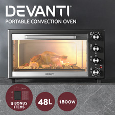 Devanti 48L Convection Oven Electric Fryer Bake Grill Ovens Benchtop 1800W