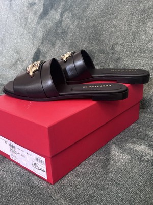 Ferragamo Priscilla Slip On Open Toe Slide Sandal in Black  display picture 1