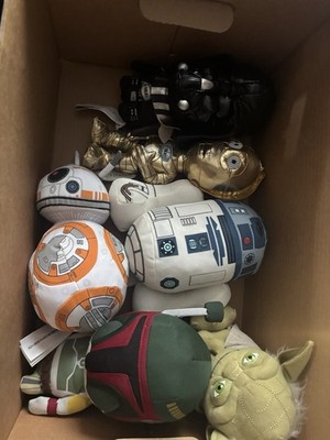 Star Wars Stuffed Animals Lot of 6 Darth Vader BB8 R2D2 C3PO Yoda Bobba Fett