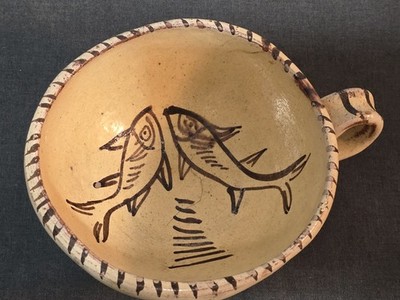 Vtg Mexican Tzintzuntzan Pottery Double Fish Cup Clay Folk Art