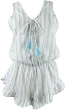 Miken Womens Tie-Front Ruffled Romper Swim Tunic Cover Up Size M