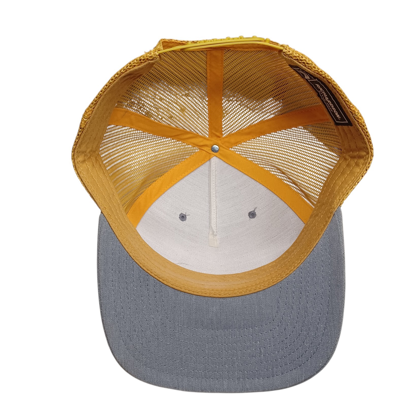 Grey Orange Snapback Leather Patch Mountain Lands… - image 5