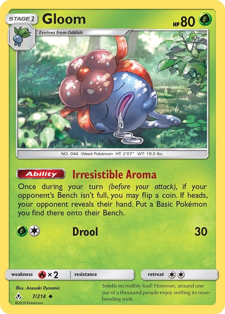 Gloom SM10 7/214 Pokémon SM - Unbroken Bonds Uncommon Reverse Holofoil EN NM