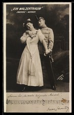 Postcard scene from operetta by Oscar Straus, soldier with woman, come here du mein reize