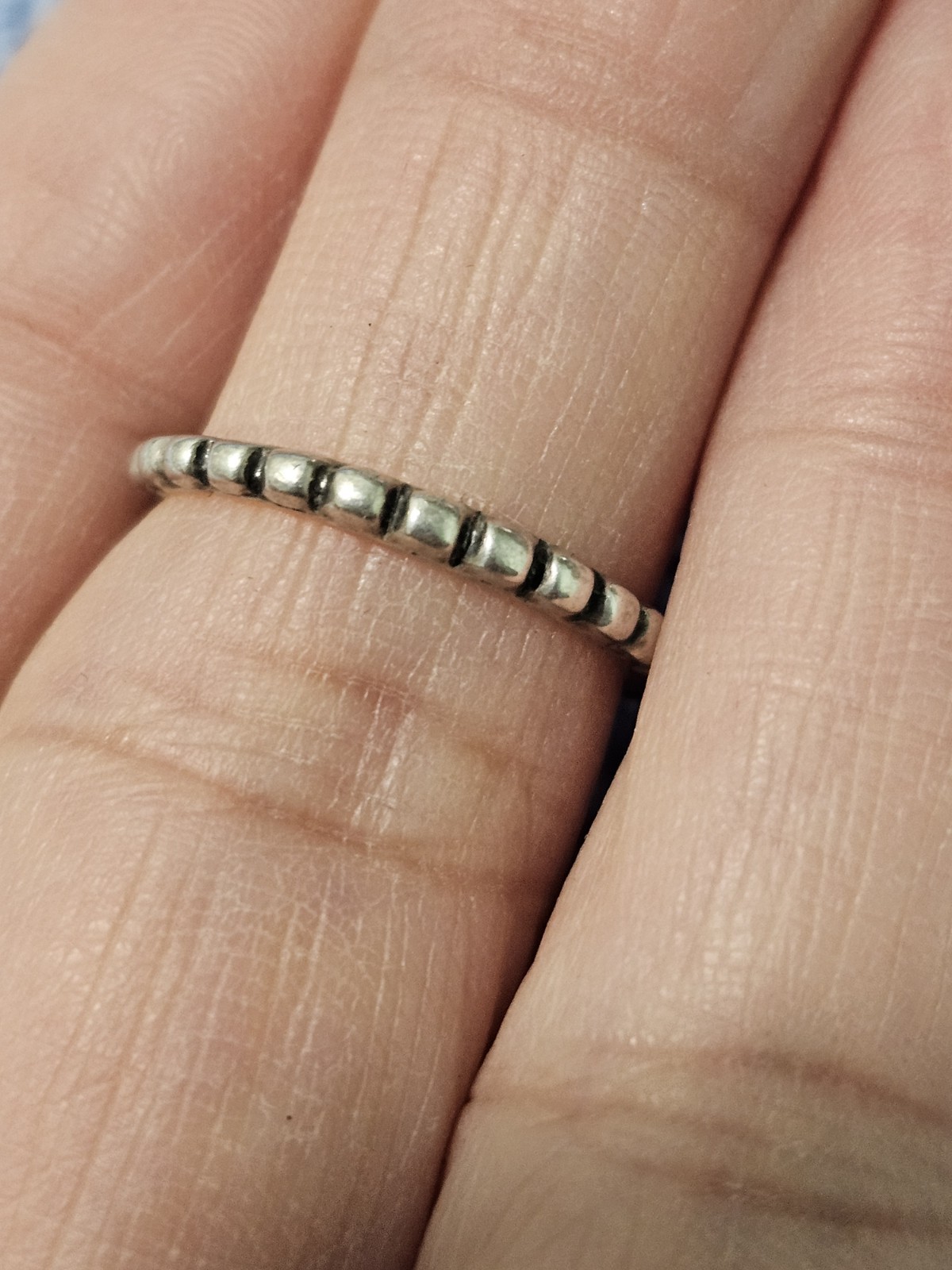 925 Sterling Silver Vintage Stackable Ribbed Band… - image 1