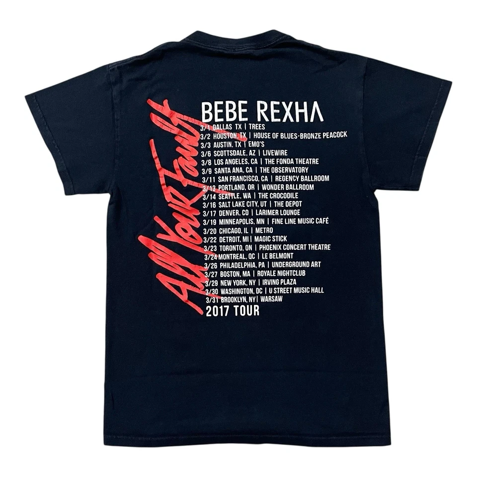 Camiseta Bebe Rexha 2017 TOUR negra grande camiseta de concierto Foto 3 de 4