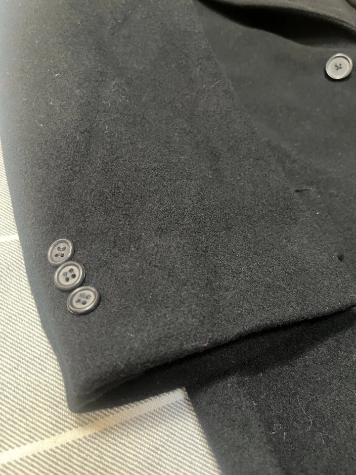 Abrigo superior negro de lana pesada B W Harris Nordstrom 46 largo completo de un solo pecho Foto 2 de 4