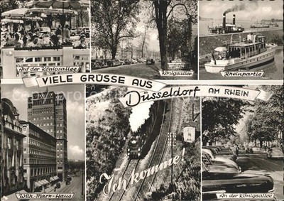 DuessELDORF  CITY Koenigsallee Rheinpartie Dampfer Eisenbahn Dampflokomotive Wil