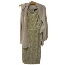 Alex Evenings Dress Sleeveless Wrap Gold Sequin Party Holiday NYE NWT- Size 6