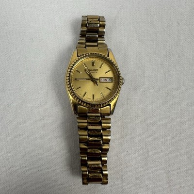 Vintage Seiko Quartz Watch 7N83-0041 Gold Tone w/ Day-Date | eBay