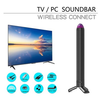 Bluetooth Sound Bar Wireless Stereo Speaker for TV Computer Gaming TWS FM LED
