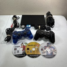 Sony PS2 Slim SCPH-75001 Console Bundle (Cords, 2 Controllers, 3 Games , 2 MC)