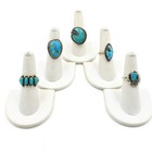 Southwest Sterling Turquoise Rope Twist Feather 5.5-8.5 Rings Lot of 5 #S5650-3 — photo 1