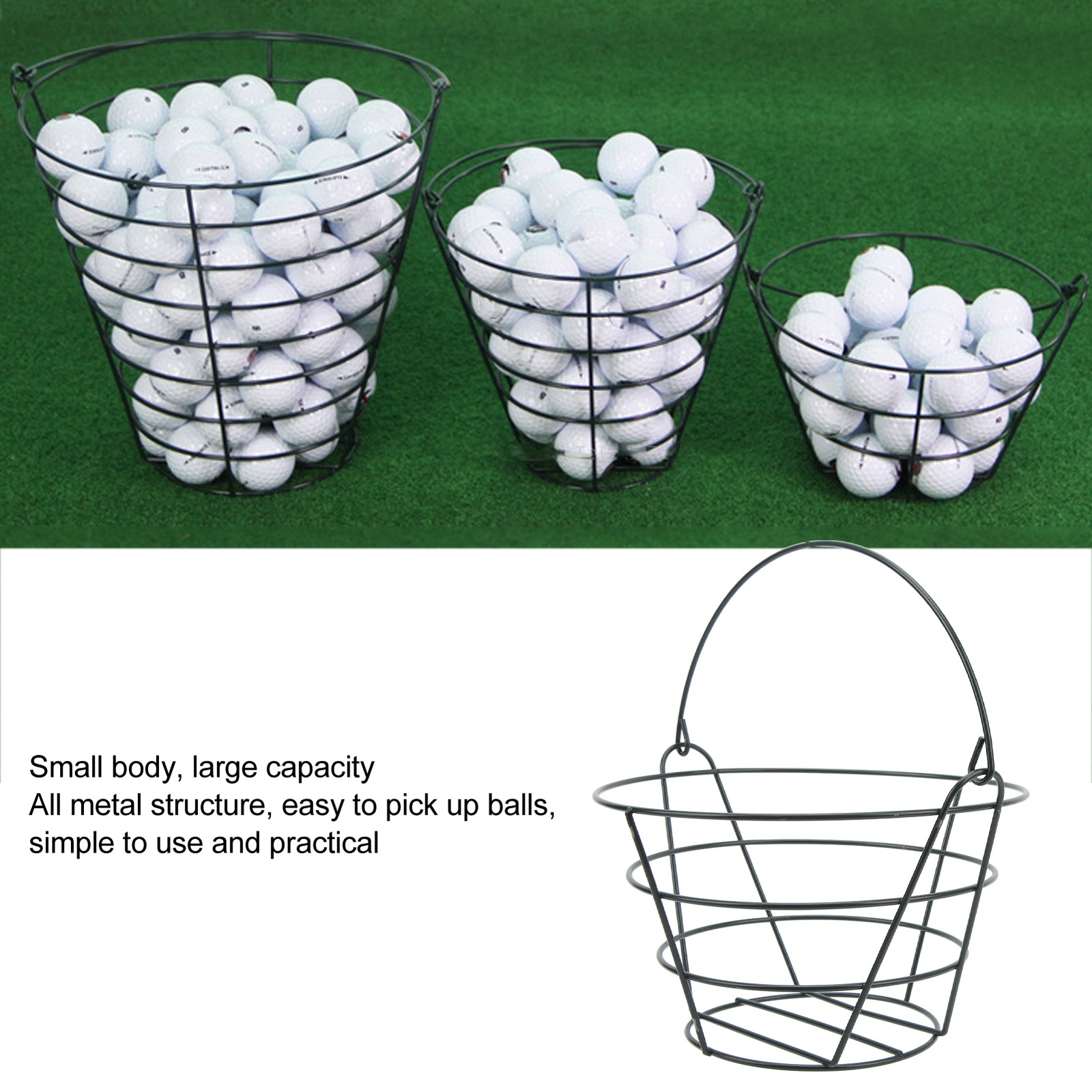 Golf Ball Storage Basket Metal Lightweight Large Capacity Basket Container With