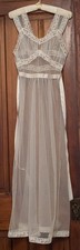 Vintage American Maid Sheer Nightgown Size 32   1950s  60s Ivory Nylon Lace Peign