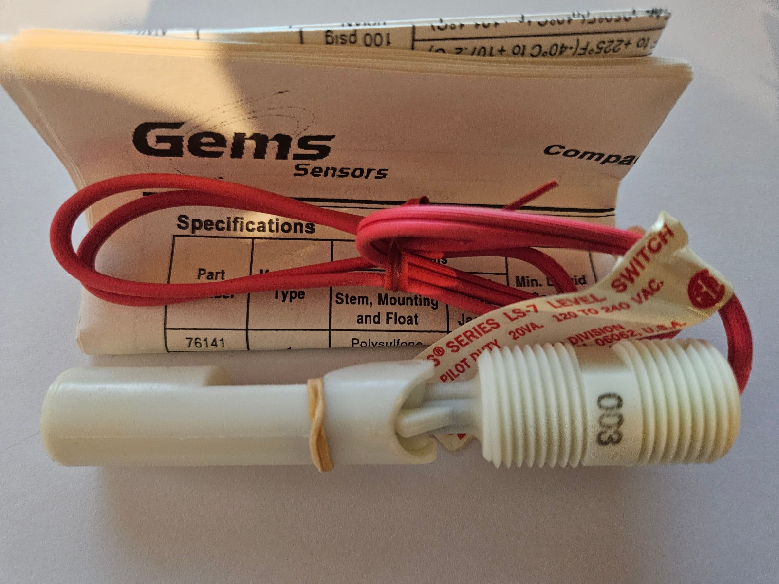 Gems  Level Switch - 164520 LS-7 Series Plastic - New Open Box