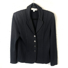 St. John Collection Blazer Womens 6 Black Santana Knit Old Money Career Classic