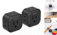 Multi Plug Outlet Extender 2 Pack, Wall Outlet Splitter with 5 Wall Black